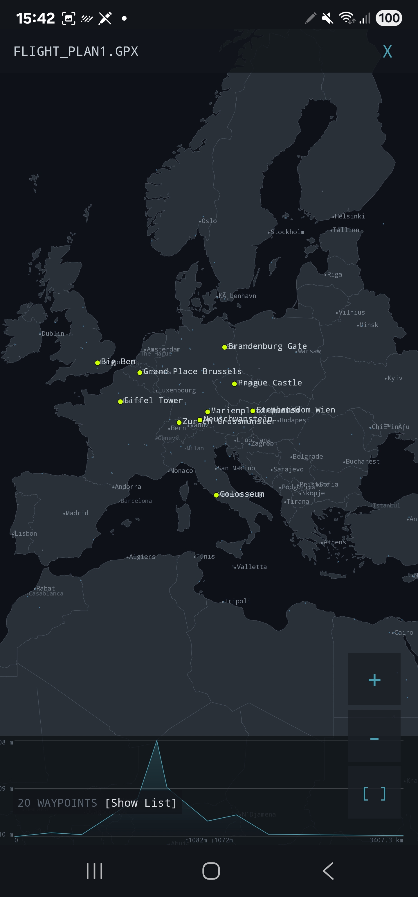 Map preview with waypoints